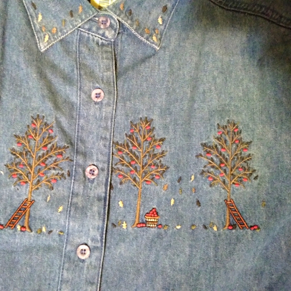 Vintage Northern Reflections Denim Button Down Apple Pie Dress BNWT 🍎 🥧